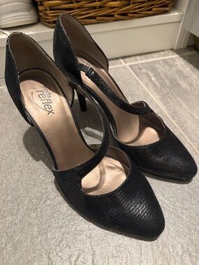 Moda reflex Woman black leather high heel pumps, 9